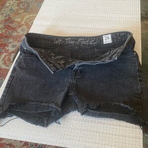 We The Free Womens Button Fly Jean Shorts Size 26 Black Cut Off Denim Cotton